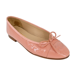 CHANEL | CC Pink Patent Ballet Flats