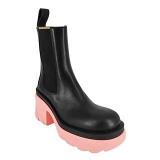 BOTTEGA VENETA | Black & Flamingo Pink Flash Booties