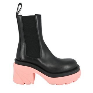 BOTTEGA VENETA | Black & Flamingo Pink Flash Booties