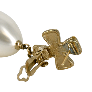 CHANEL | Resin Cross & Faux Pearl Drop Earrings