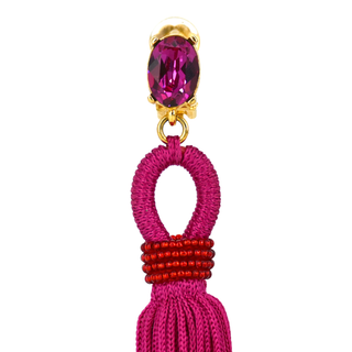 OSCAR DE LA RENTA | Long Silk Tassel Clip Earrings