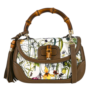 GUCCI | Floral Bamboo Tassel Handle Bag