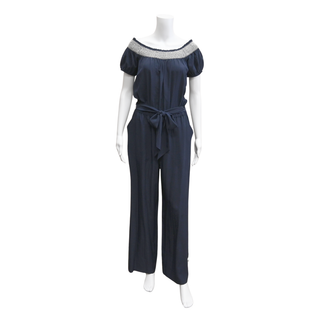 TORY BURCH | Misty Smocked Navy Jumpsuit