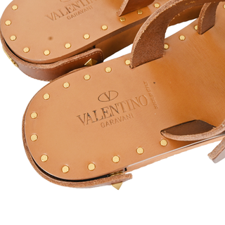 VALENTINO | Tan Leather Feather Sandals