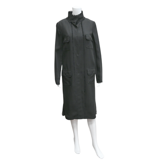 DOLCE & GABBANA | Black Frayed-Trim Trench Coat