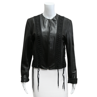 CHRISTIAN DIOR | Black Corset Leather Jacket