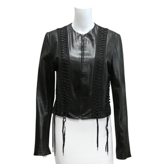 CHRISTIAN DIOR | Black Corset Leather Jacket