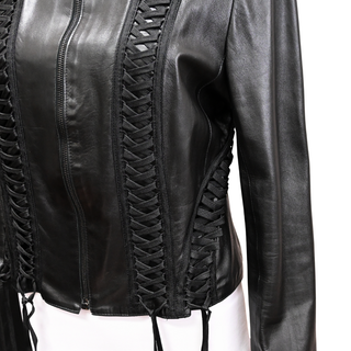 CHRISTIAN DIOR | Black Corset Leather Jacket