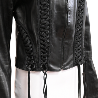 CHRISTIAN DIOR | Black Corset Leather Jacket