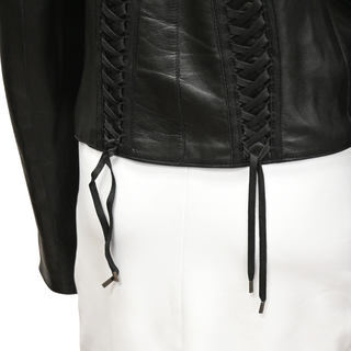 CHRISTIAN DIOR | Black Corset Leather Jacket