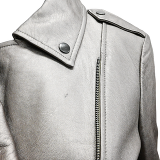 NEIMAN MARCUS | Pewter Leather Moto Jacket