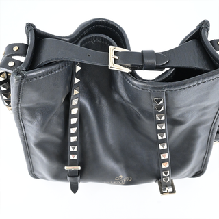 VALENTINO | Black Leather Rockstud Shoulder Bag