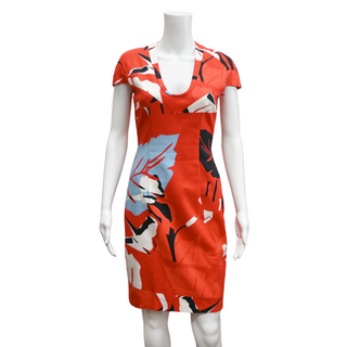 TALBOT RUNHOF | Multi-Color Palm Leaf Print Sheath Dress