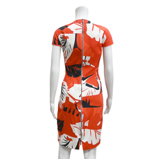 TALBOT RUNHOF | Multi-Color Palm Leaf Print Sheath Dress