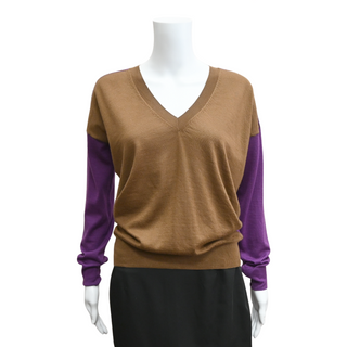 PLAN C | Brown & Purple Cashmere Foulard Knit Sweater