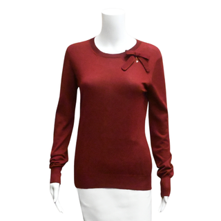 LOUIS VUITTON | Burgundy Cashmere-Blend Bow Sweater