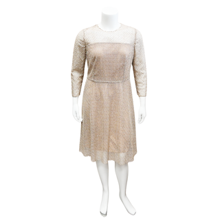 AKRIS | Champagne Metallic Checkered Dress