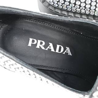 PRADA | Crystal Satin Logo Loafers