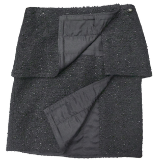 CHANEL | Black Tweed Metallic Mini Skirt