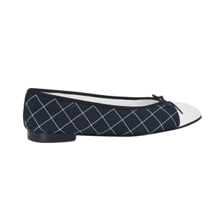 CHANEL | Navy & White Quilted Ballet Flats