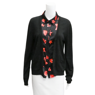 MOSCHINO | Black Silk Printed Cardigan Blouse