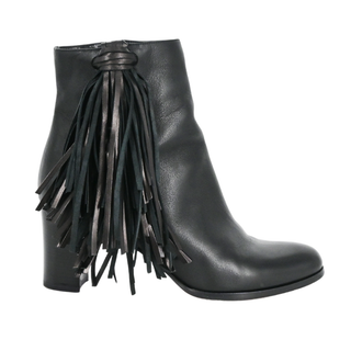 CHRISTIAN LOUBOUTIN | Black Leather Fringed Booties