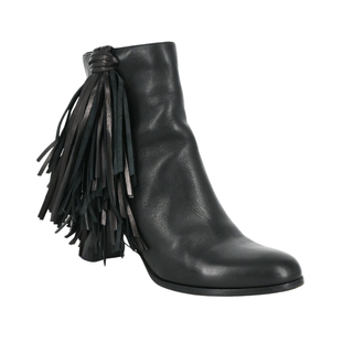 CHRISTIAN LOUBOUTIN | Black Leather Fringed Booties