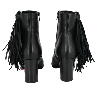 CHRISTIAN LOUBOUTIN | Black Leather Fringed Booties