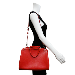 Red Brea Epi Leather Satchel Bag