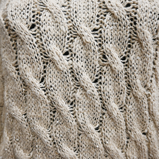 Beige Cable Knit Sequin Sweater