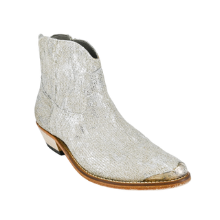 GOLDEN GOOSE | Silver Glitter Zip Ankle Booties