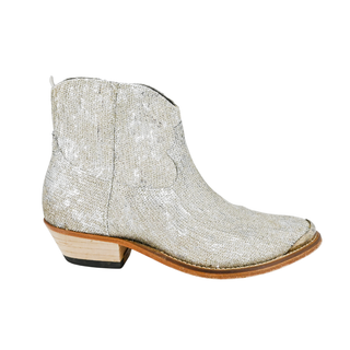 GOLDEN GOOSE | Silver Glitter Zip Ankle Booties