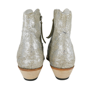 GOLDEN GOOSE | Silver Glitter Zip Ankle Booties