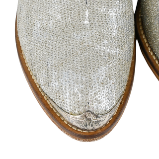 GOLDEN GOOSE | Silver Glitter Zip Ankle Booties