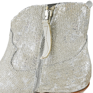 GOLDEN GOOSE | Silver Glitter Zip Ankle Booties