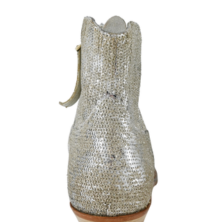 GOLDEN GOOSE | Silver Glitter Zip Ankle Booties