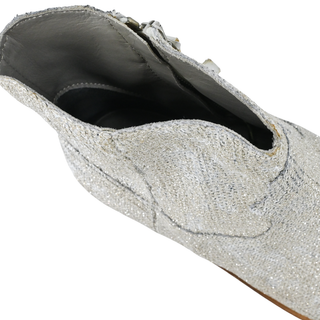 GOLDEN GOOSE | Silver Glitter Zip Ankle Booties