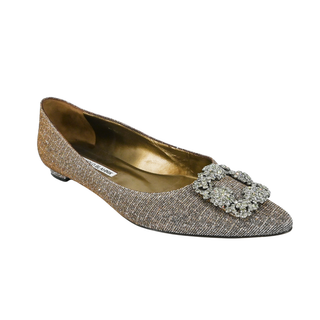 MANOLO BLAHNIK | Hangisi Metallic Embellished Pointed Flats