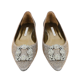 MANOLO BLAHNIK | Hangisi Metallic Embellished Pointed Flats