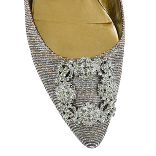 MANOLO BLAHNIK | Hangisi Metallic Embellished Pointed Flats