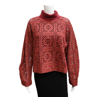 SEE BY CHLOE | Maroon Eyelet Knit Sweater