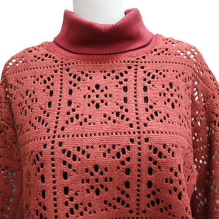 SEE BY CHLOE | Maroon Eyelet Knit Sweater