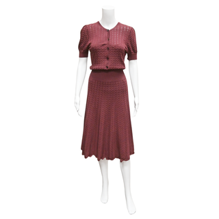 RALPH LAUREN | Burgundy Knit A-Line Dress