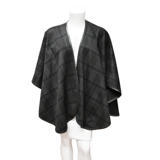 SOFIA CASHMERE | Black Plaid Cashmere Poncho