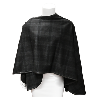 SOFIA CASHMERE | Black Plaid Cashmere Poncho