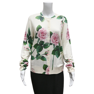 Cashmere Silk Floral Print Cardigan