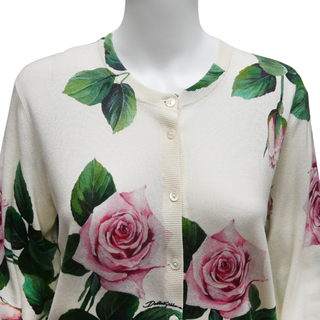 Cashmere Silk Floral Print Cardigan