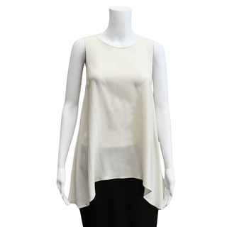 BRUNELLO CUCINELLI | Cream Silk Sleeveless Blouse