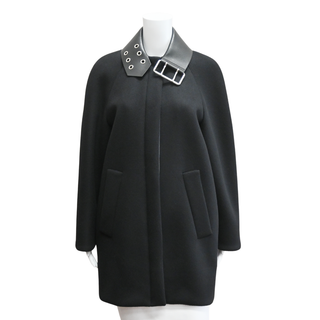 BALENCIAGA | Black Wool-Blend Buckled-Neck Coat