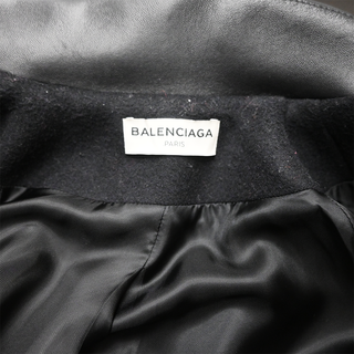 BALENCIAGA | Black Wool-Blend Buckled-Neck Coat